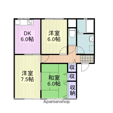 シェモア元町A棟(3DK/1階)の間取り写真
