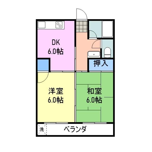 ラフォーレ(2DK/3階)の間取り写真