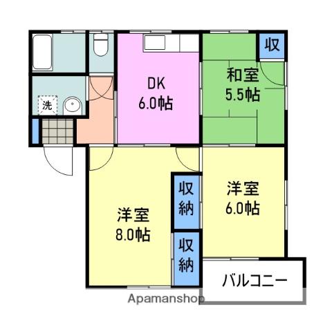 瀬戸海ブルーハイツ(3DK/1階)の間取り写真