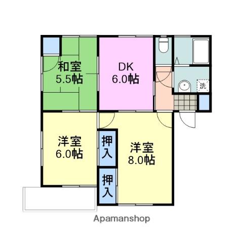 瀬戸海ブルーハイツ(3DK/1階)の間取り写真
