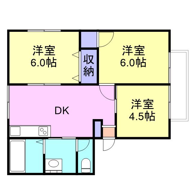 タケダハイツ・B(3DK/1階)の間取り写真