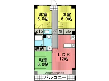 Kマンション(3LDK/3階)の間取り写真
