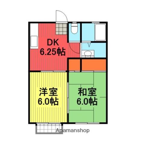 ベルヴィ五反田(2DK/2階)の間取り写真