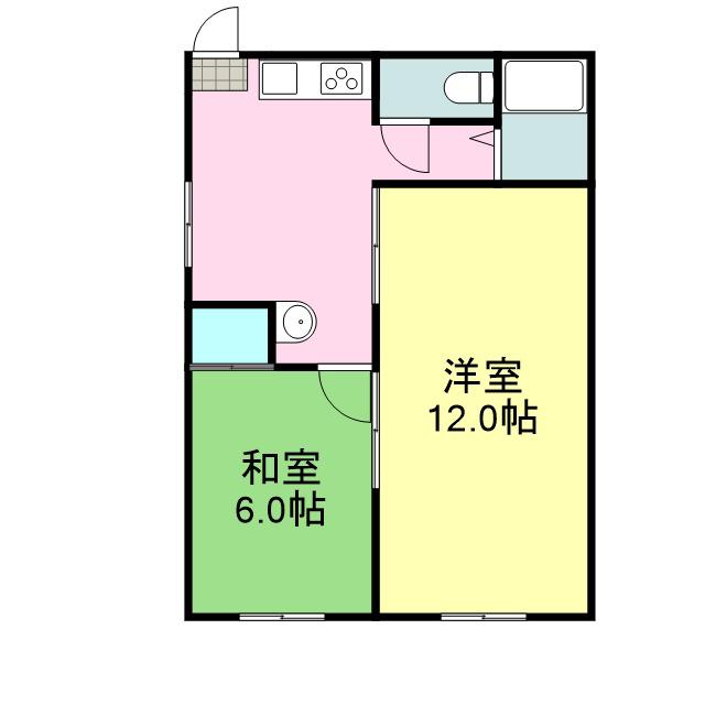 レインボーハイツ(2DK/2階)の間取り写真