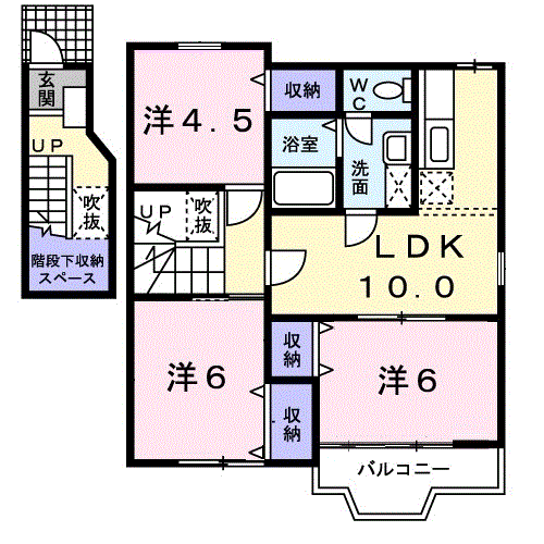 プリュジュールジャン(3LDK/2階)の間取り写真