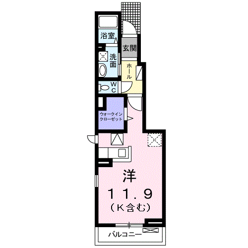 オーベル・シュタイン(ワンルーム/1階)の間取り写真