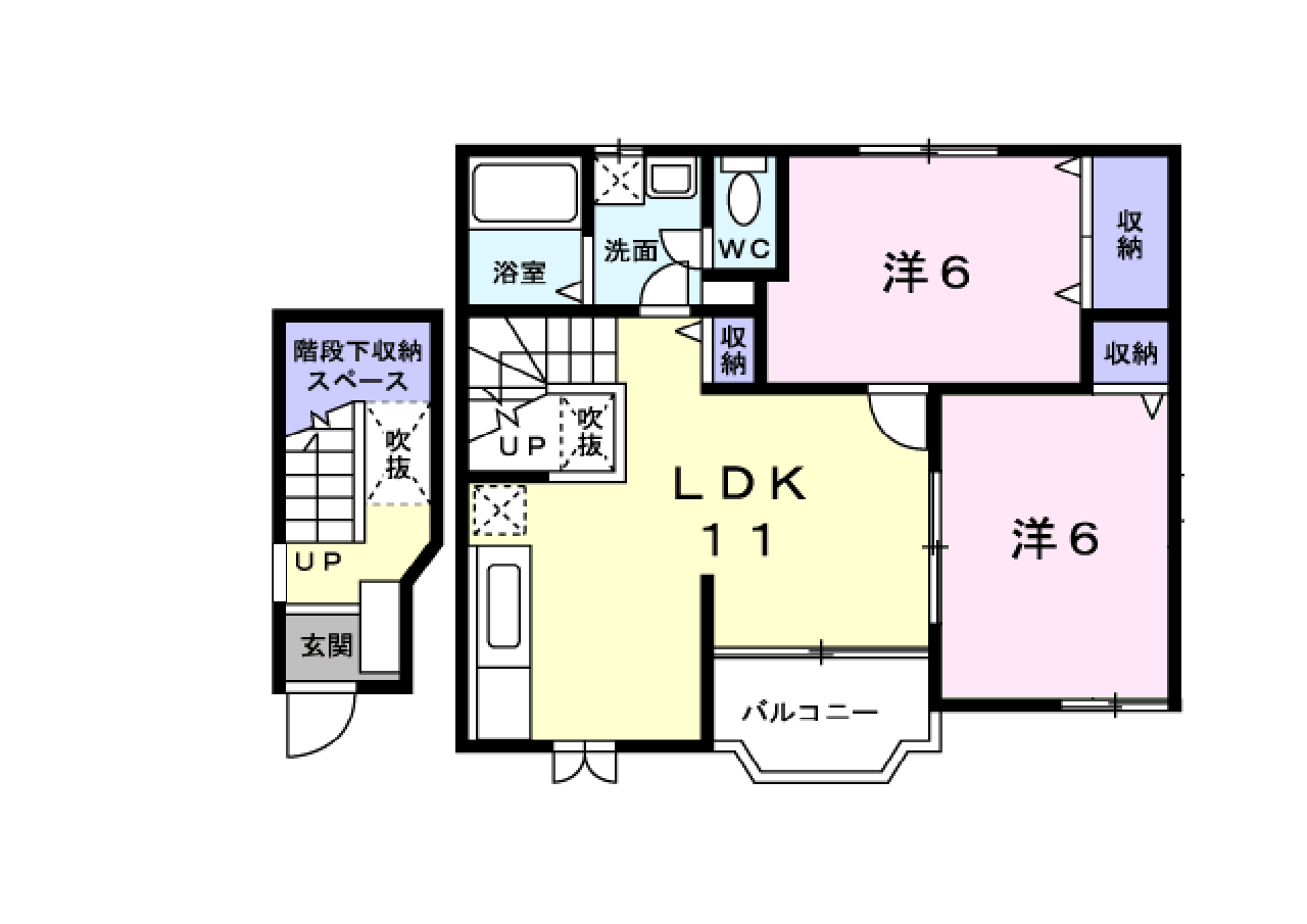 ヴィラ・ステイサイドA(2LDK/2階)の間取り写真