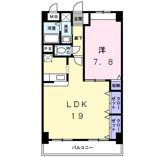 Sテイト新山口(1LDK/2階)の間取り写真
