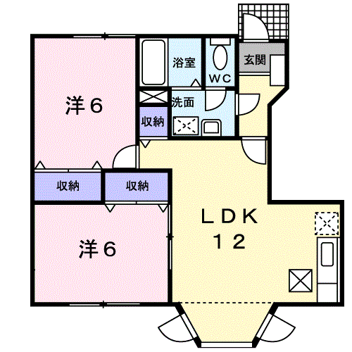 ベルピアハイツA(2LDK/1階)の間取り写真