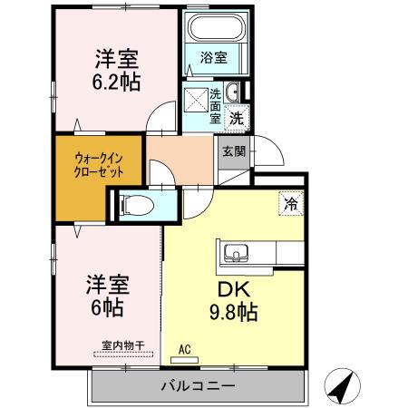 ランド アクシス高井(2DK/3階)の間取り写真