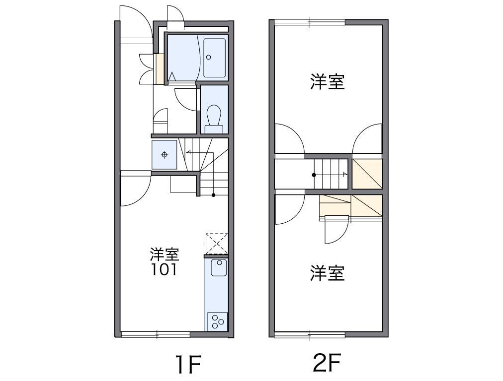 レオパレス室積Ⅱ(2DK/1階)の間取り写真