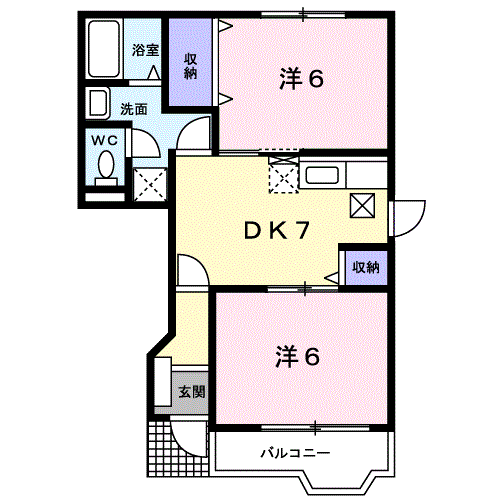レークサイドA(2DK/1階)の間取り写真