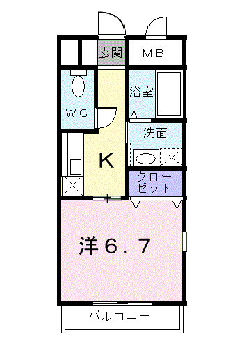 ラ・メゾン・カシェ(1K/4階)の間取り写真