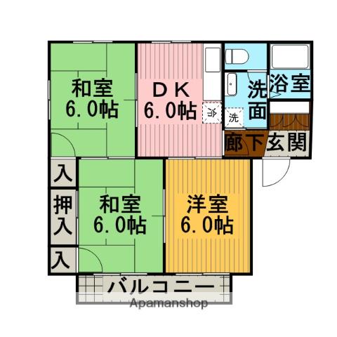 デュアルハイツ(3DK/1階)の間取り写真