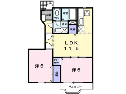 セレンディピティ(2LDK/1階)の間取り写真