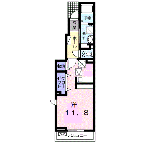 クローバーハウス(1K/1階)の間取り写真