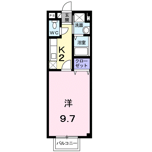 ニューエルディム横山(1K/1階)の間取り写真