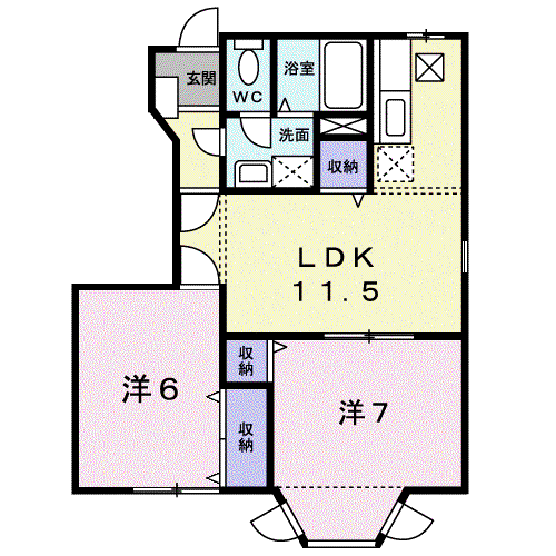 メゾンセレッソ Ⅰ(2LDK/1階)の間取り写真