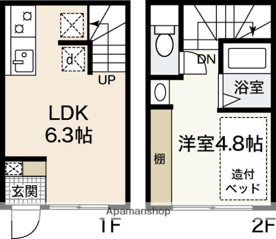 メゾネットSHOZOKU(1DK/1階)の間取り写真