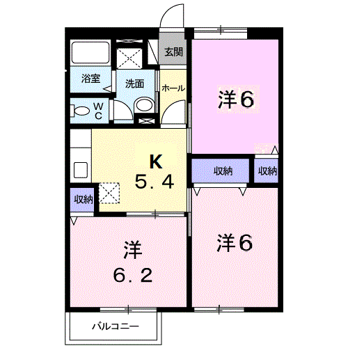 メゾンドゥドリーム(3K/2階)の間取り写真