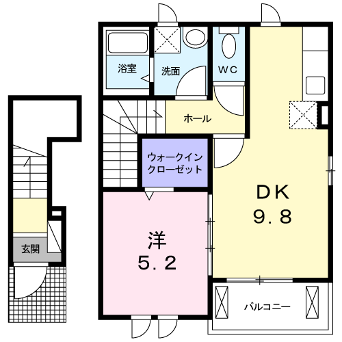 メゾンド・クリスタルB(1DK/2階)の間取り写真