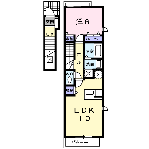 アーバンホワイトタナカⅢ(1LDK/2階)の間取り写真