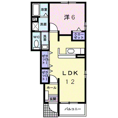 あゆみ壱番館(1LDK/1階)の間取り写真