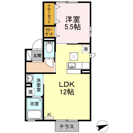 コレット(1LDK/1階)の間取り写真