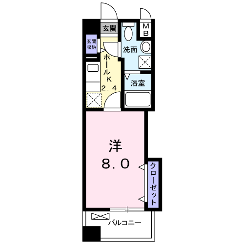 プレジール K(1K/2階)の間取り写真