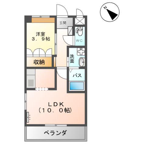 カレント中央(1LDK/2階)の間取り写真
