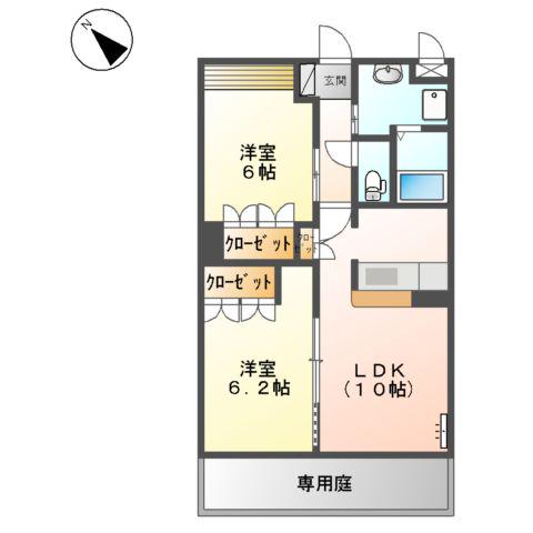 グランドアビタシオン(2LDK/1階)の間取り写真