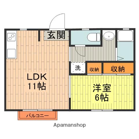 メゾンけやき(1LDK/2階)の間取り写真