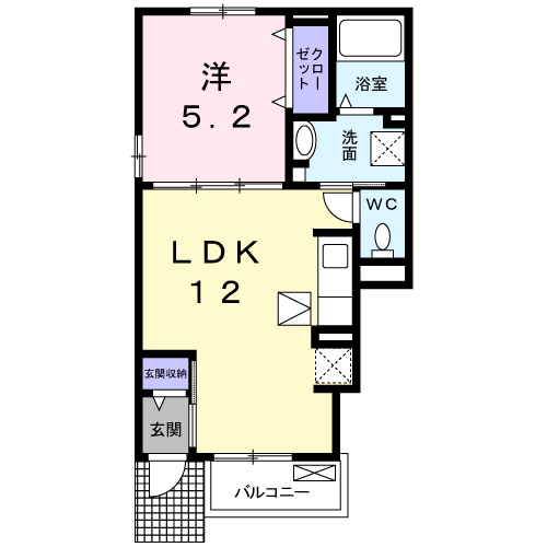 グラン・リーオC(1LDK/1階)の間取り写真