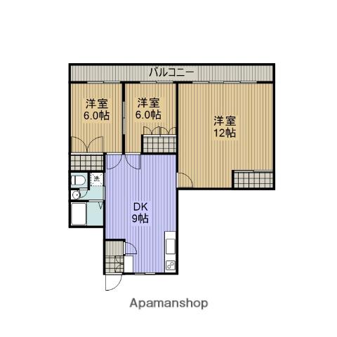 旭ビル(3DK/5階)の間取り写真