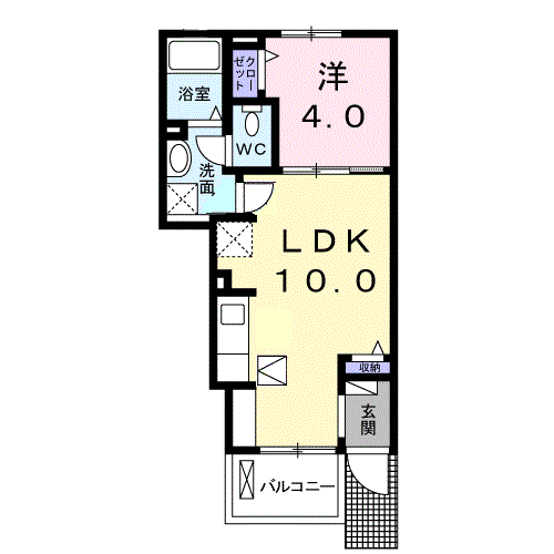 プリムローズ 光(1LDK/1階)の間取り写真