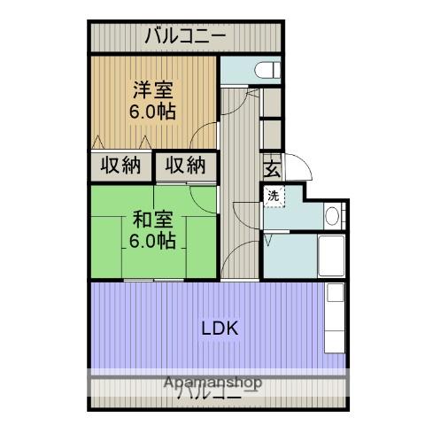 グランベージュB棟(2LDK/2階)の間取り写真