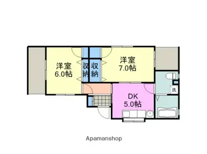 山陽本線 南岩国駅 徒歩19分 1階建 築51年(2DK)の間取り写真