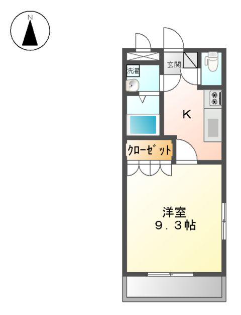 サングレイス(1K/1階)の間取り写真