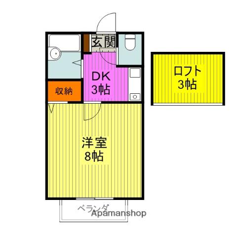 ドエルさばⅠ(1K/2階)の間取り写真