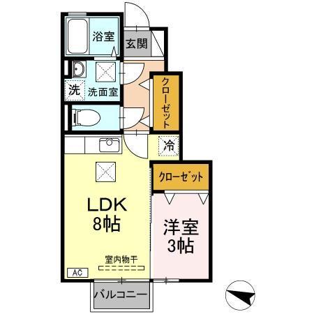 カーサ・ソレアダⅡ(1LDK/1階)の間取り写真