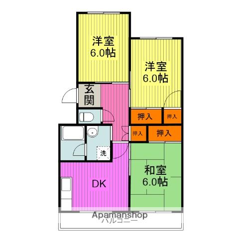 レジデンスナランハ(3DK/1階)の間取り写真