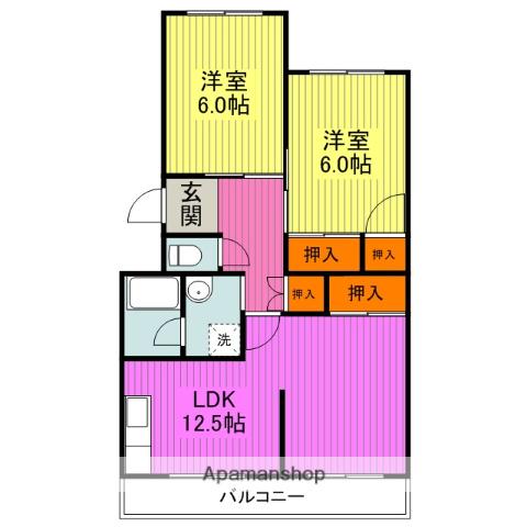 レジデンスナランハ(2LDK/3階)の間取り写真