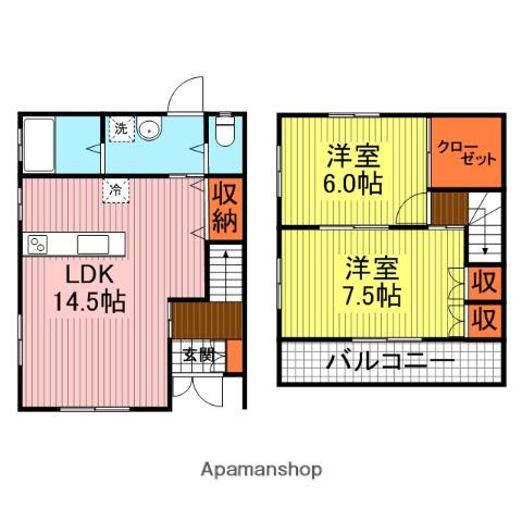 メゾネットオーク(2LDK/1階)の間取り写真