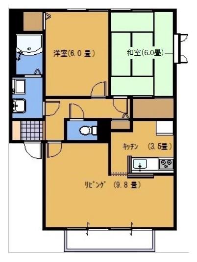 グランバンブーS(2LDK/2階)の間取り写真