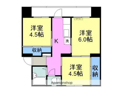 ヴィラナリー柳井(3K/2階)の間取り写真