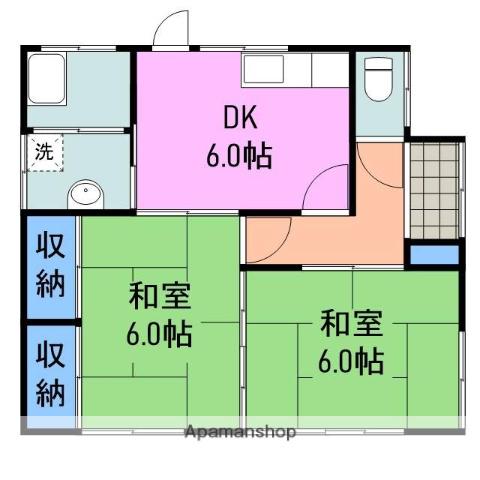 山陽本線 岩国駅 徒歩20分 1階建 築65年(2DK)の間取り写真