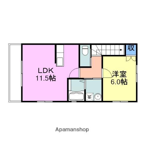 アンシャドレ(1LDK/2階)の間取り写真