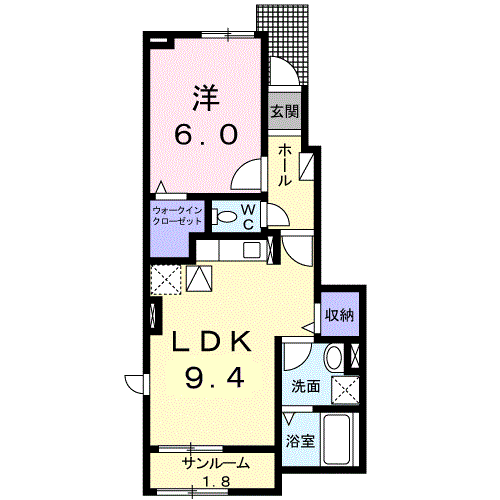 メゾン ド フィオーレ(1LDK/1階)の間取り写真