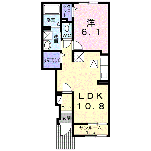 アセンブル Ⅱ(1LDK/1階)の間取り写真
