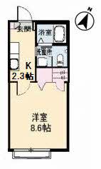 シャンティ11(1K/1階)の間取り写真